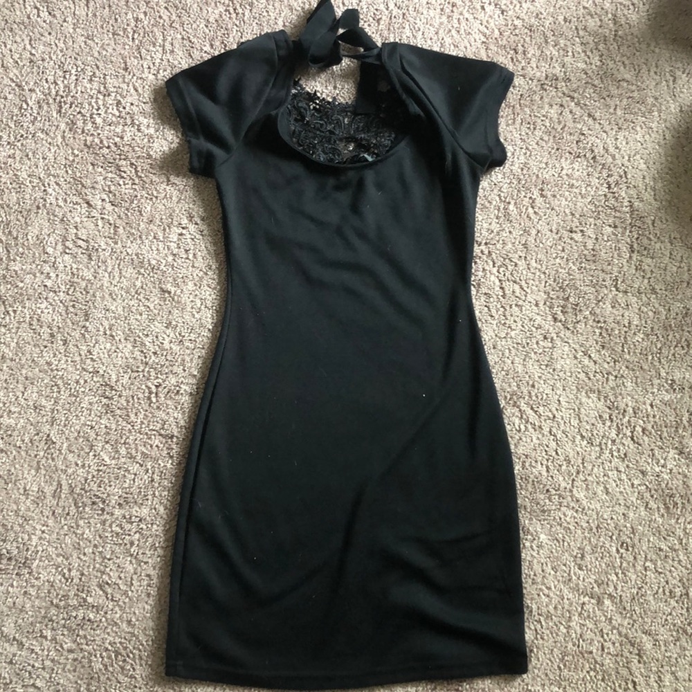 Modcloth black mini dress with lace neckline - Picture 5 of 5